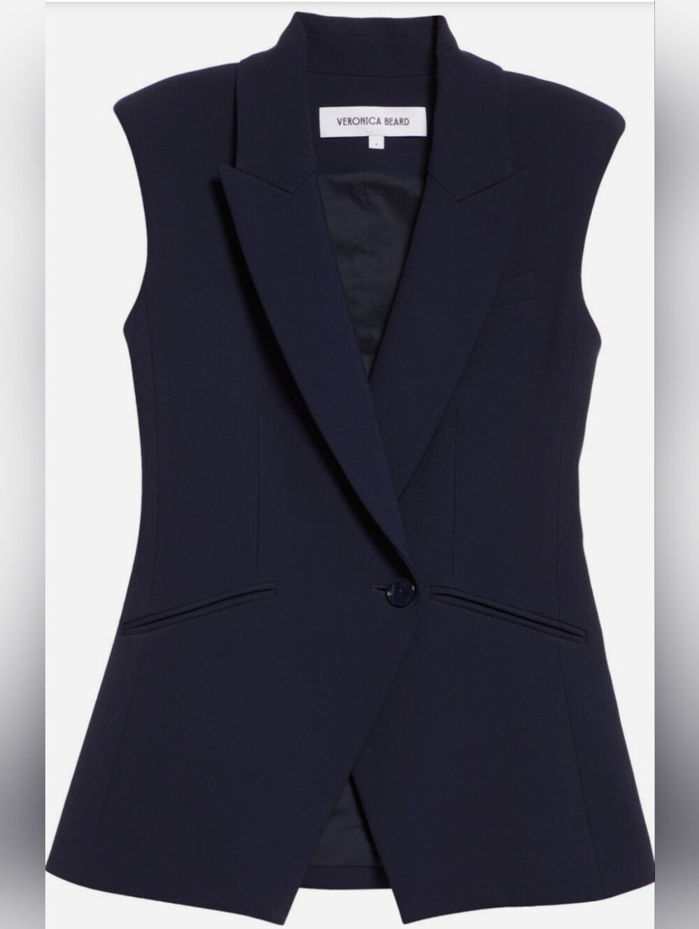 VERONICA BEARD Ciel Tailored Vest Womens Size 8 Navy Blue Sleeveless Blazer - Picture 5 of 6